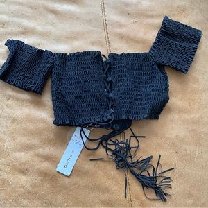 PilyQ off shoulder crop top